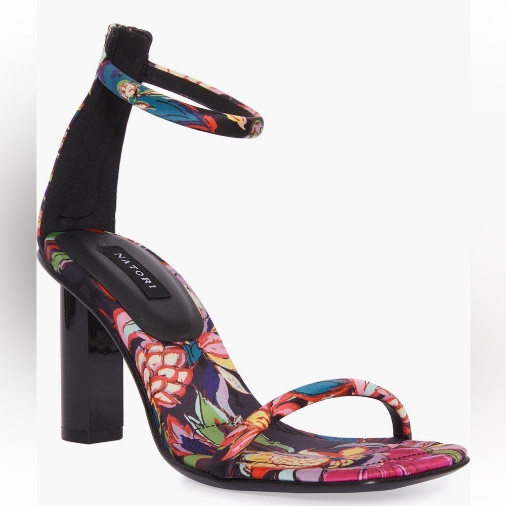 Natori Glow2 Square Toe Block Heel Floral Fabric Dress Sandals - Floral 5.5 M